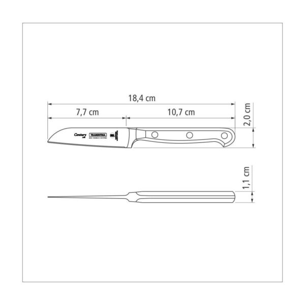 Cuchillo para Frutas y Verduras Century con Hoja de Acero Inoxidable y Mango de Policarbonato de 3" - Imagen 3