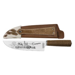 Cuchillo Gaucho con hoja de acero inoxidable y mango de madera con funda de cuero de 8"
