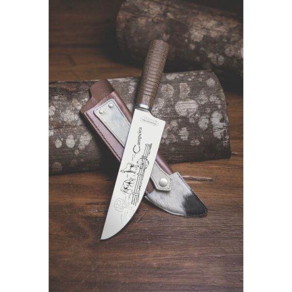 Cuchillo Gaucho con hoja de acero inoxidable y mango de madera con funda de cuero de 8" - Imagen 3