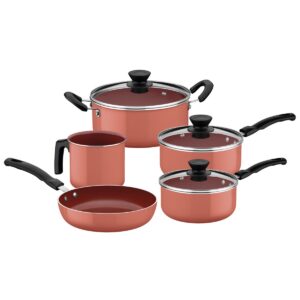 Juego de Ollas Évora en Aluminio con Revestimiento Interno Cerámico y Externo de Silicona Coral 5 Piezas