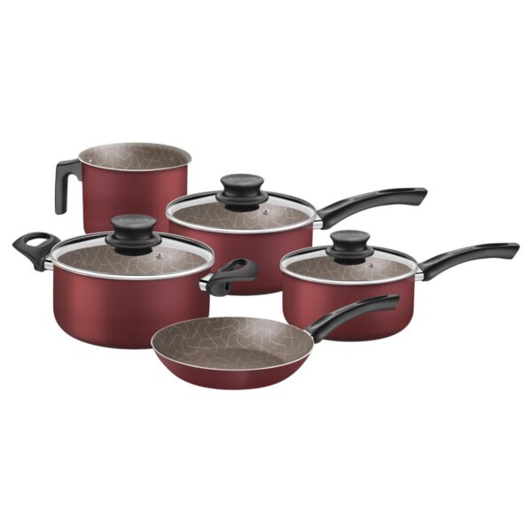 Juego de Ollas Paris en Aluminio con Revestimiento Interno y Externo con Antiadherente Starflon Max Rojo 5 Piezas