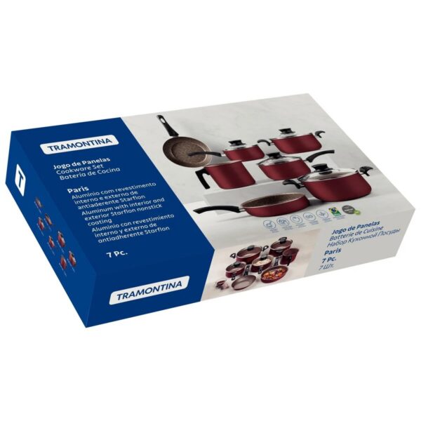 Juego de Ollas Paris en Aluminio con Revestimiento Interno y Externo con Antiadherente Starflon Max Rojo 7 Piezas - Imagen 2