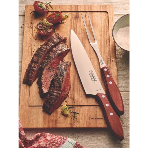 Juego para asado de acero inoxidable con mangos Polywood rojo 2 piezas - Imagen 4