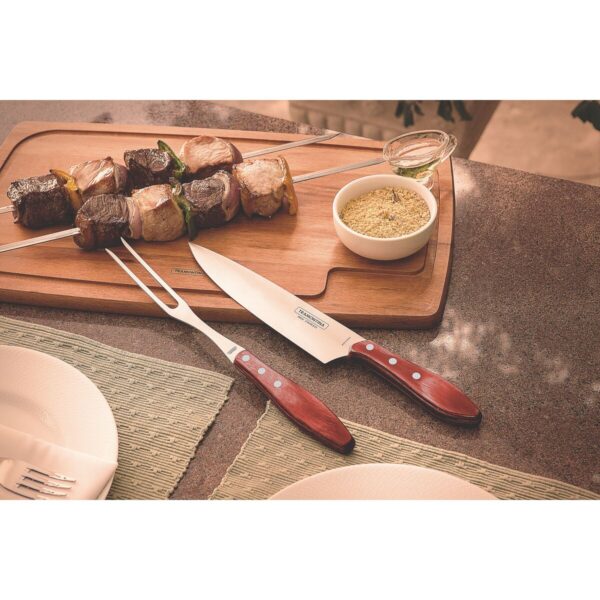 Juego para asado de acero inoxidable con mangos Polywood rojo 2 piezas - Imagen 5