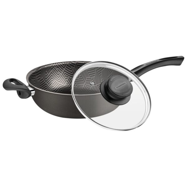Sartén Honda Paris en Aluminio con Revestimiento Interno y Externo Antiadherente Starflon Max con Tapa de Vidrio 26cm - Imagen 3
