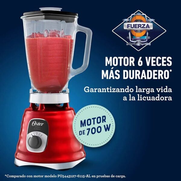 Licuadora clásica roja con perilla ergonómica de 3 velocidades - Imagen 3