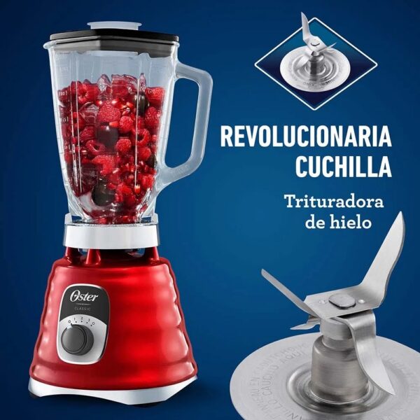 Licuadora clásica roja con perilla ergonómica de 3 velocidades - Imagen 6
