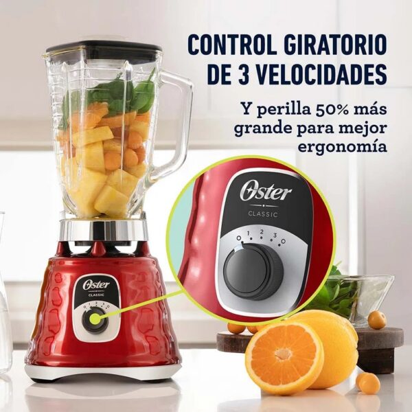 Licuadora clásica roja con perilla ergonómica de 3 velocidades - Imagen 7