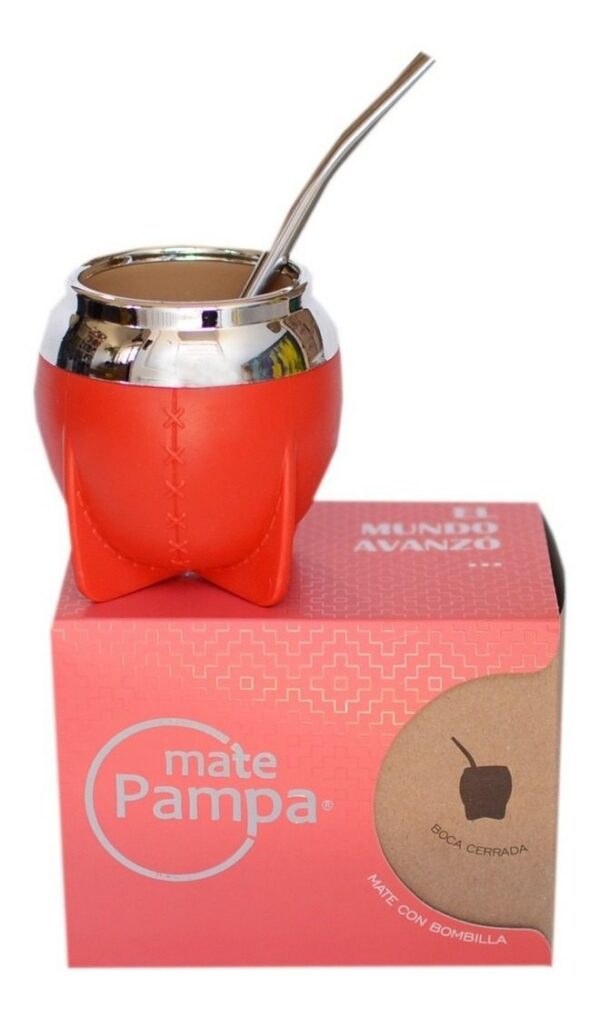 Mate Pampa Tradicional con Bombilla Diseño Boca Cerrada - Color Surtido