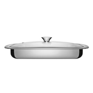 Asadera Cosmos Rectangular de Acero Inoxidable con Tapa de Vidrio 43 cm 4 L