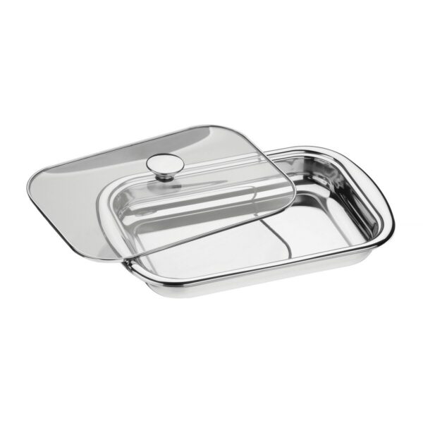 Asadera Cosmos Rectangular de Acero Inoxidable con Tapa de Vidrio 43 cm 4 L - Imagen 2
