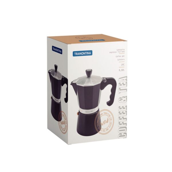 Cafetera Italiana Espresso de Aluminio Negro con Mango de Nylon 320 ml - Imagen 2