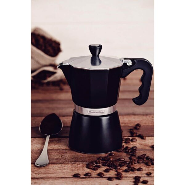 Cafetera Italiana Espresso de Aluminio Negro con Mango de Nylon 320 ml - Imagen 4