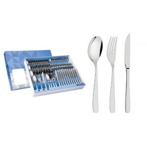 Juego de cubiertos Cosmos de acero inoxidable con cuchillos para asado y terminación brillante 84 piezas