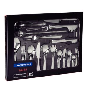 Juego de cubiertos Laguna de acero inoxidable con cuchillos para asado acabado Brillo con detalles de mango 100 piezas