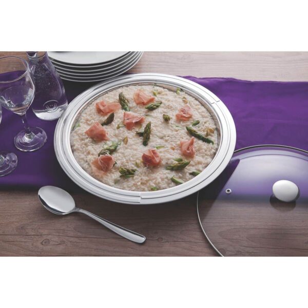 Juego para Servir Ciclo Redondo de acero inoxidable con tapa de vidrio 3 Piezas - Imagen 3