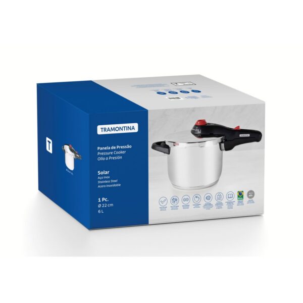 Olla a Presión Solar de acero inoxidable fondo triple con 5 dispositivos de seguridad 22 cm 6 L - Imagen 11