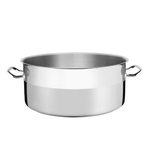 Olla Honda Empresarial de acero inoxidable con fondo triple sin tapa de 45 cm, 35 L