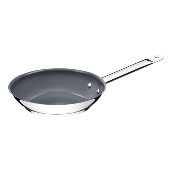Sartén Professional raso de acero inoxidable con fondo triple y revestimiento interno cerámico grafito de 26 cm 2 L