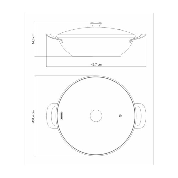 Wok Ventura de acero inoxidable triple fondo 34 cm tapa de vidrio 5,7 L - Imagen 6