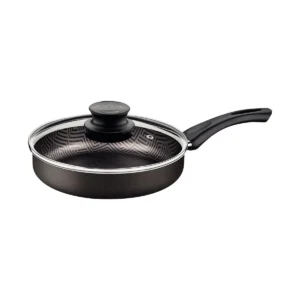 Sartén Paris Recta de Aluminio con Revestimiento Antiadherente Starflon Max, Gris Plomo, con Tapa de Vidrio