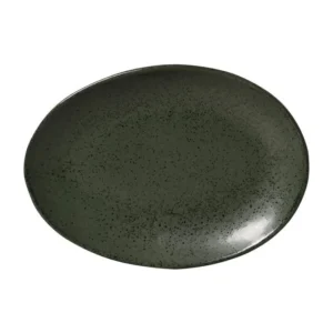 Juego de 6 platos de postre ovalados orgánicos Greenery de 22,5 x 16,5 x 2,5 cm