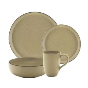 Juego de cena y refrigerio de 16 piezas en color Ocre plano, 4 personas