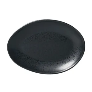 Juego de 6 platos de postre ovalados orgánicos Eclipse de 22,5 x 16,5 x 2,5 cm