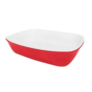 Bandeja para hornear; (26 x 18 x 5,6 cm), rojo y blanco