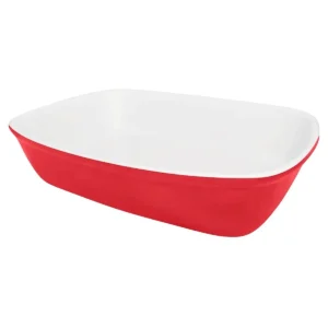 Bandeja para hornear; (30 x 21 x 6 cm), rojo y blanco