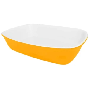 Bandeja para hornear; (30 x 21 x 6 cm), amarillo y blanco