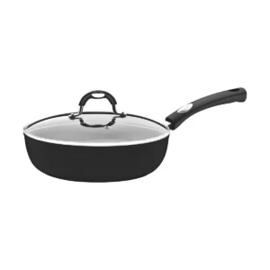 Sartén Honda Mônaco Induction en Aluminio con Revestimiento Interno y Externo Antiadherente Starflon Premium Negro con Tapa 24 cm 2,7 L